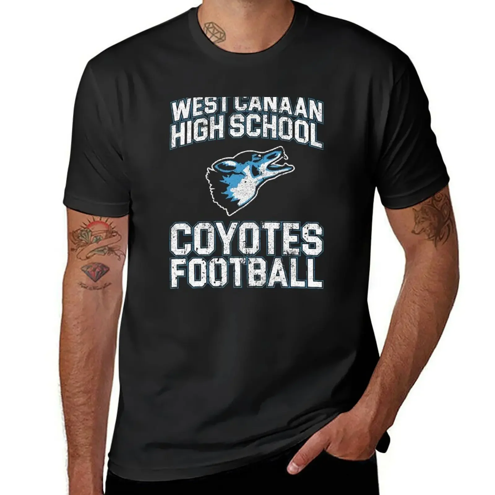 

West Canaan High School Coyotes Football - Varsity Blues T-Shirt custom shirt new edition oversized t shirts for men