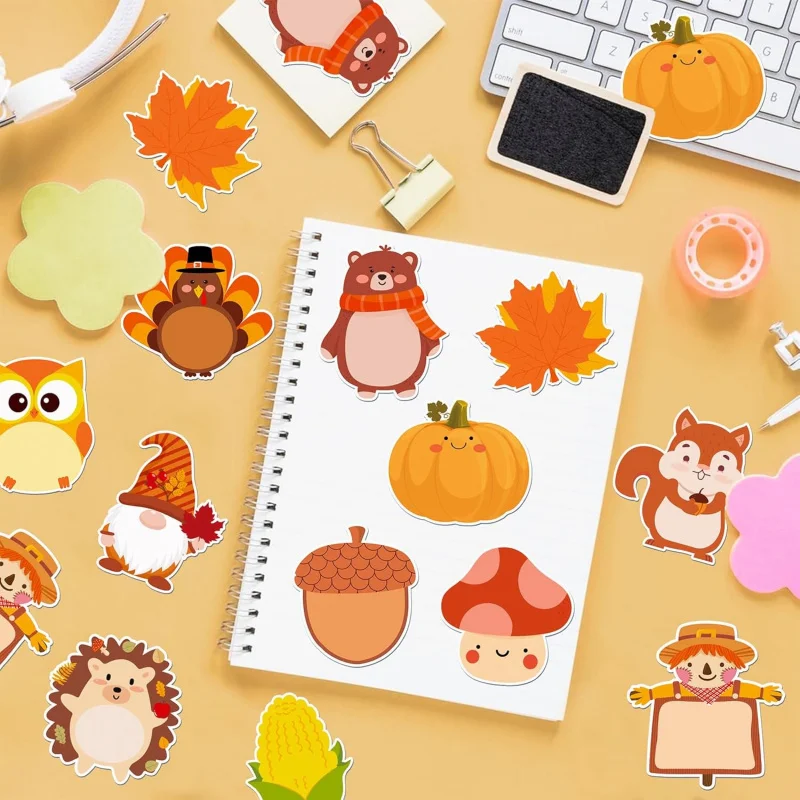 12 عبوة من هدايا حفلات الخريف - ملاحظات عيد الشكر مقاس 3 × 3.14 بوصة، ملاحظات لاصقة صغيرة ولطيفة #5