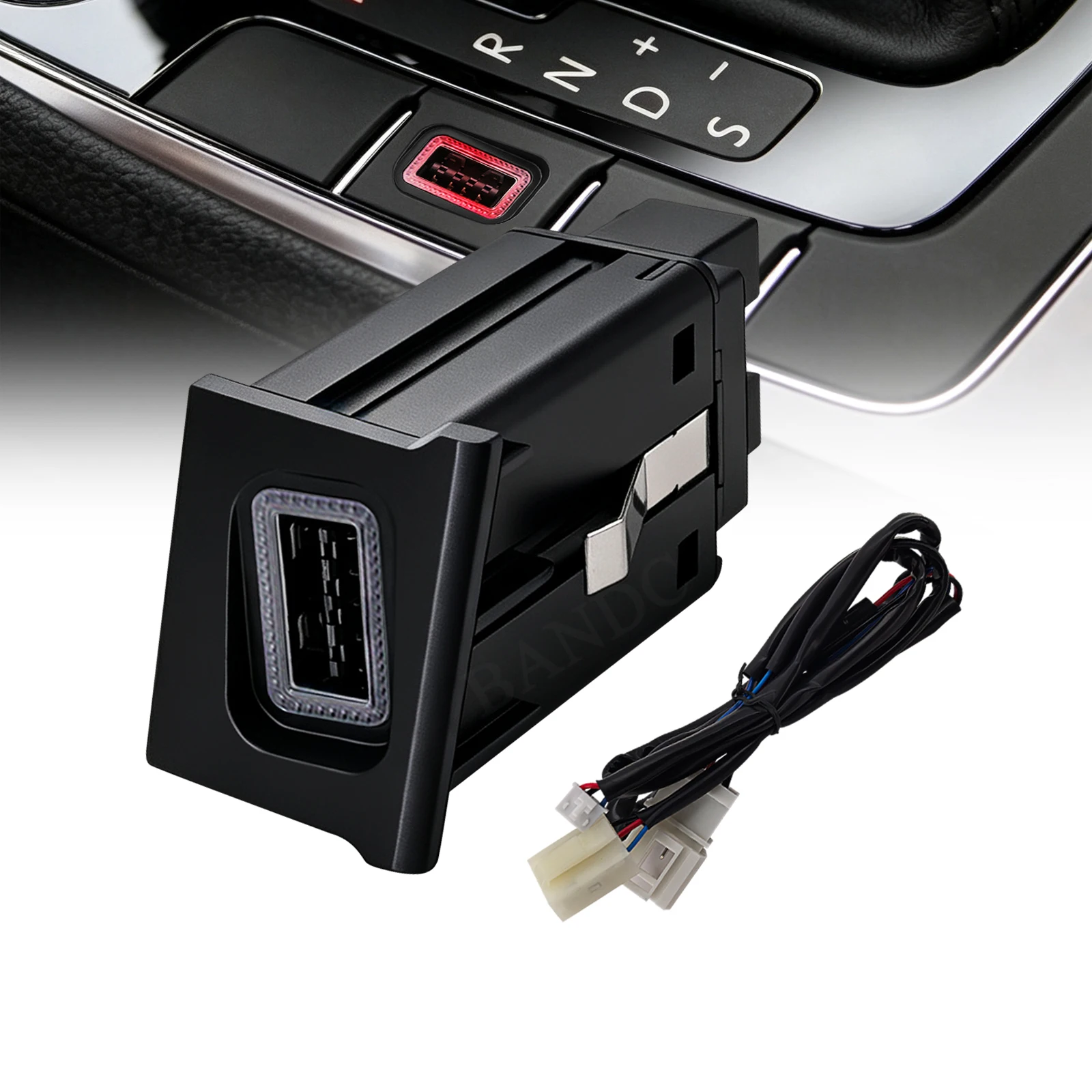 Red LED Car Charger Socket USB Outlet with QC3.0 Fast Charging Cigarette Lighter Power Adapter, 12V For VW Passat B7 2011-2015