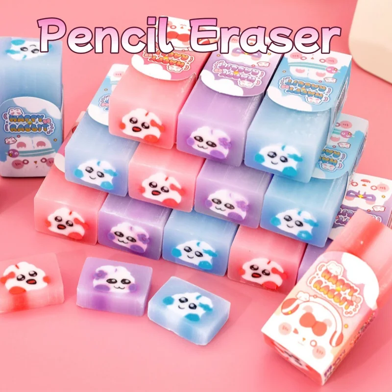 Colorful Layered Bunny Erasers Fun Low-Dust Design for Clean Corrections Classroom Student Rewards and Thoughtful Teacher Gifts
