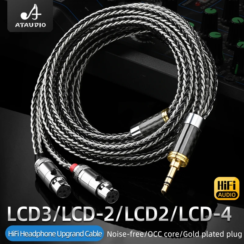 ATAUDIO HiFi 3.5mm do Mini XLR zestaw słuchawkowy ulepszony kabel OCC do Mini 2XLR 3 złącze pinowe słuchawki LCD 3 LCD-2 LCD-4