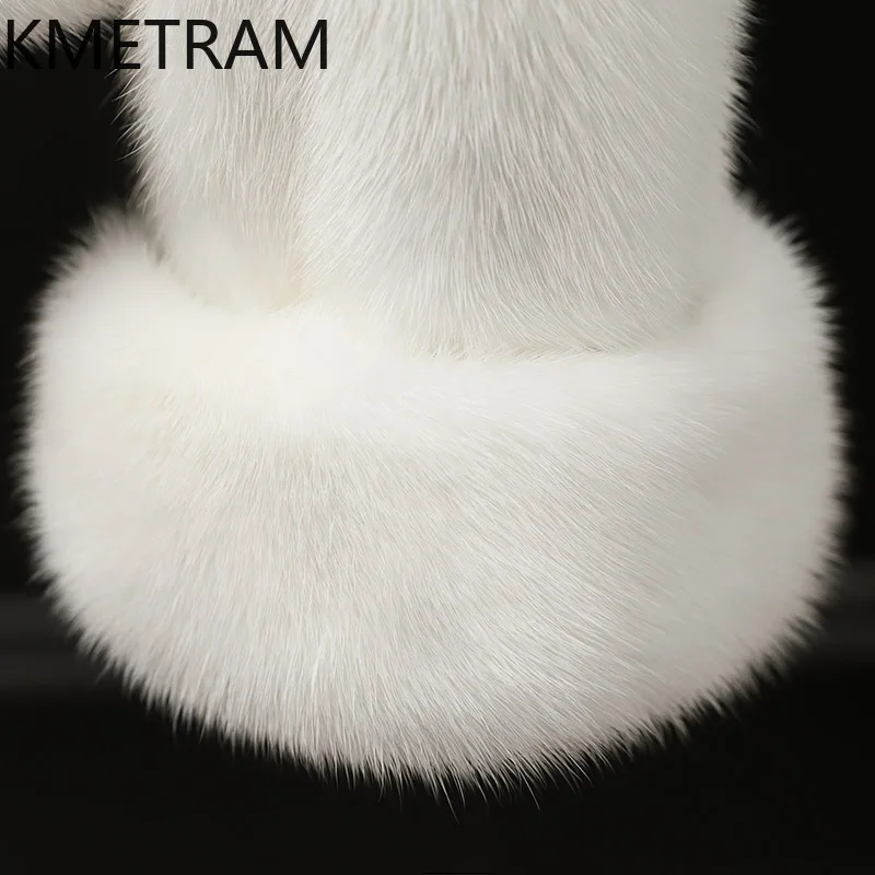 100% 밍크 퍼 재킷 여성 럭셔리 V넥 화이트 리얼 퍼 코트 고품질 겨울 여성용 퍼 재킷 2025 푸루르