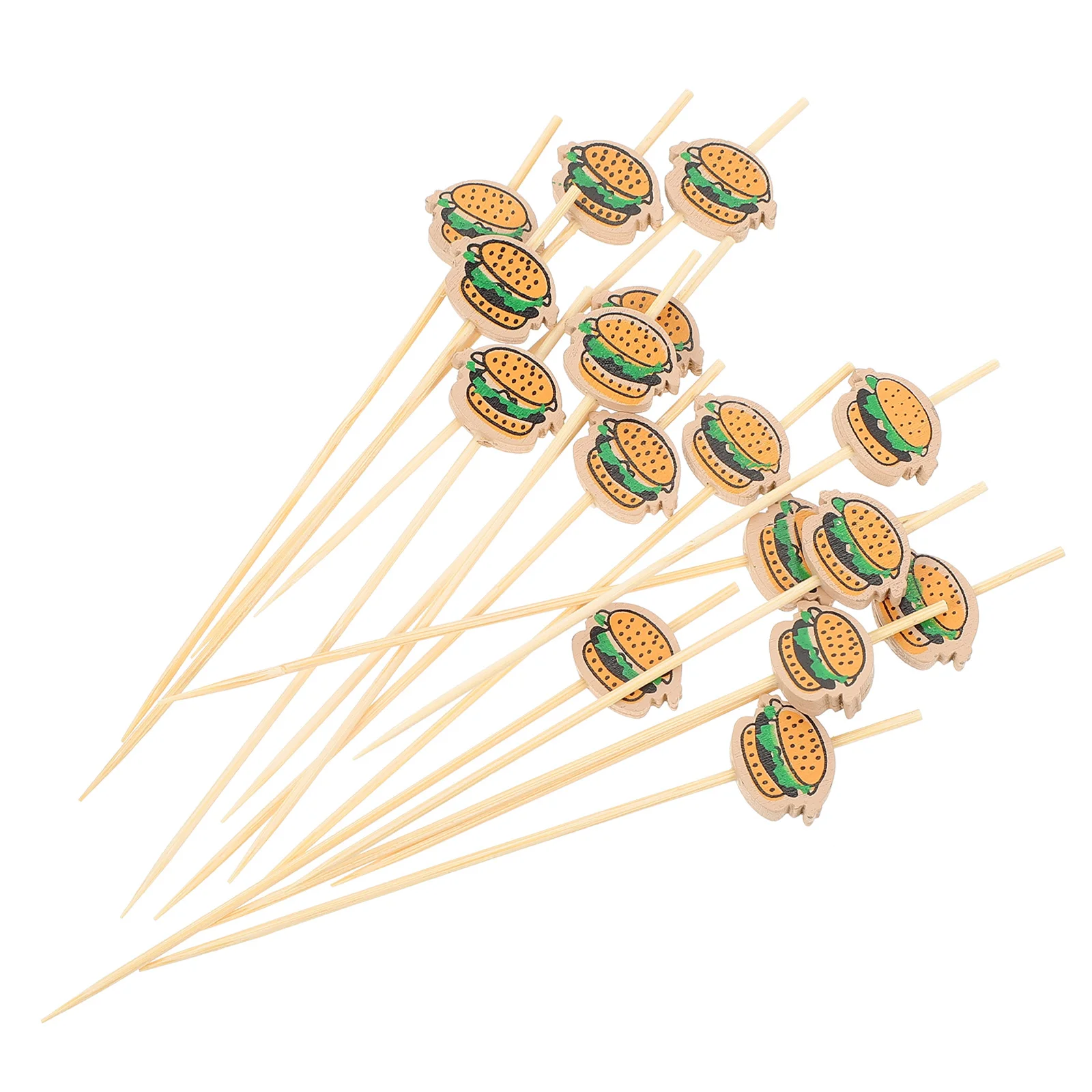 

100Pcs Fruit Picks Burger Shape Creative Cocktail Picks Party Food Sticks Bamboo Cocktail Decor Cake Adornment