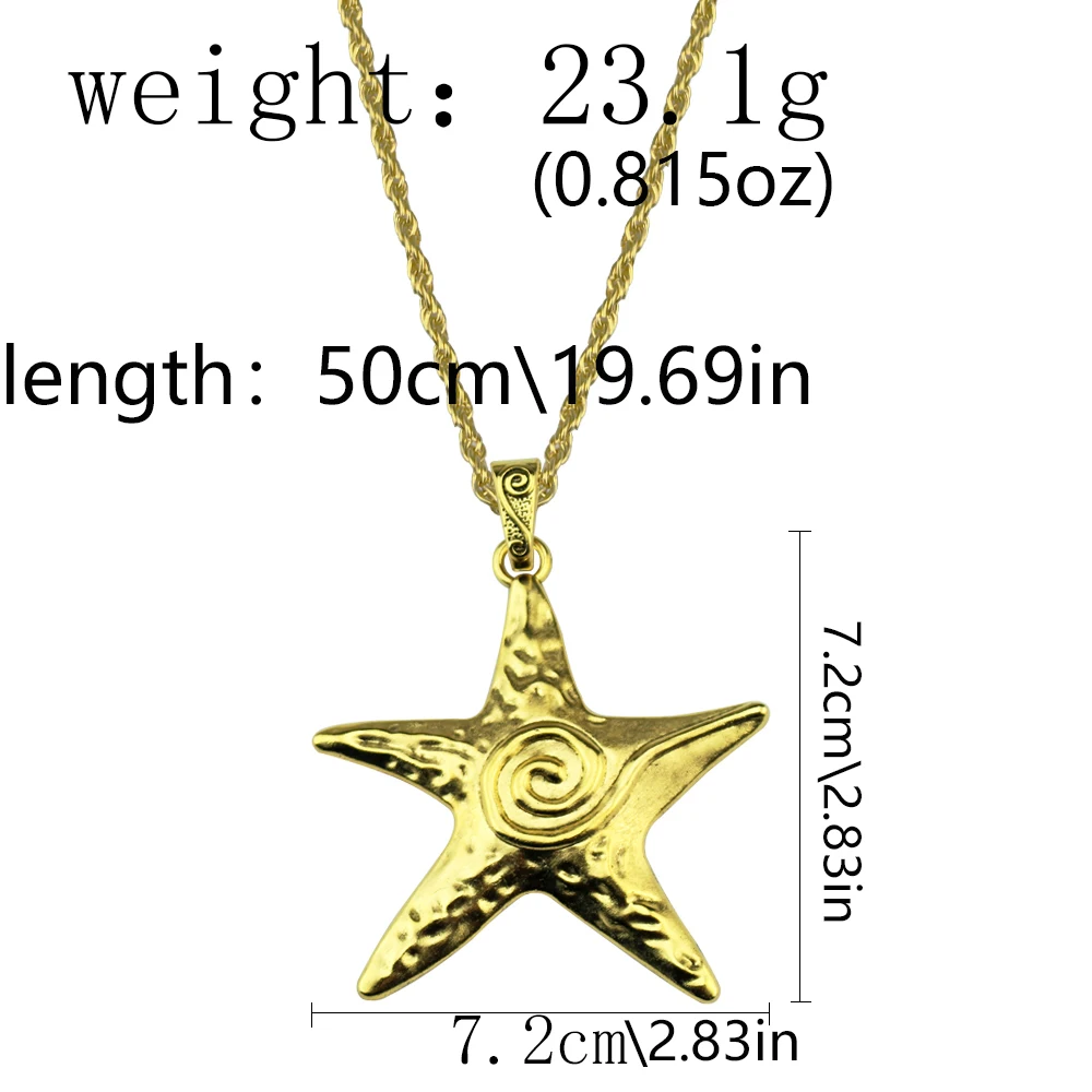 قلادة معدنية على شكل نجم البحر للنساء على الطراز القوطي الهيب هوب فضية اللون على شكل نجمة خماسية