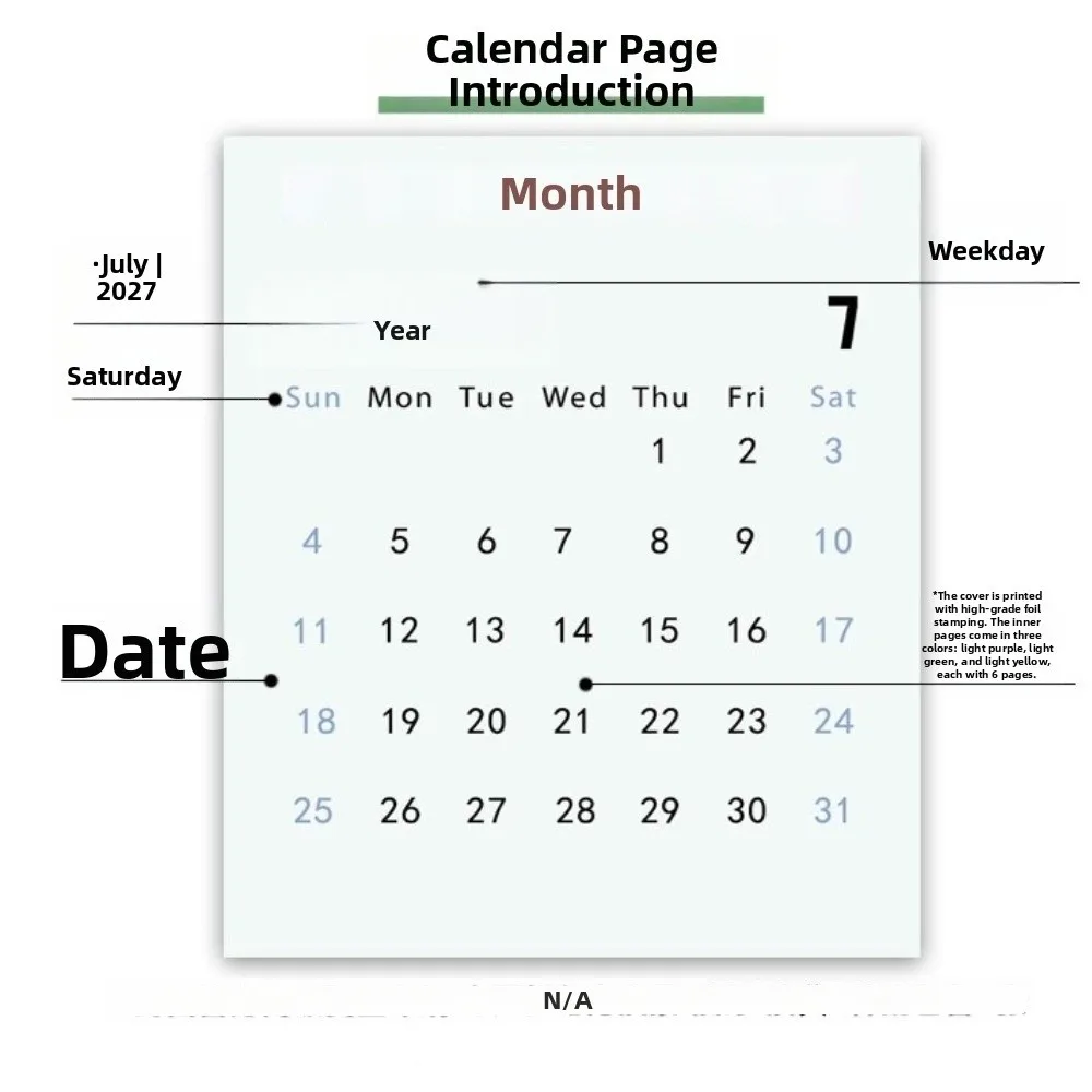 New Floral Pattern 2027 Desk Calendar Coil English Mini Calendar Mini Standing Calendar Desktop Planning