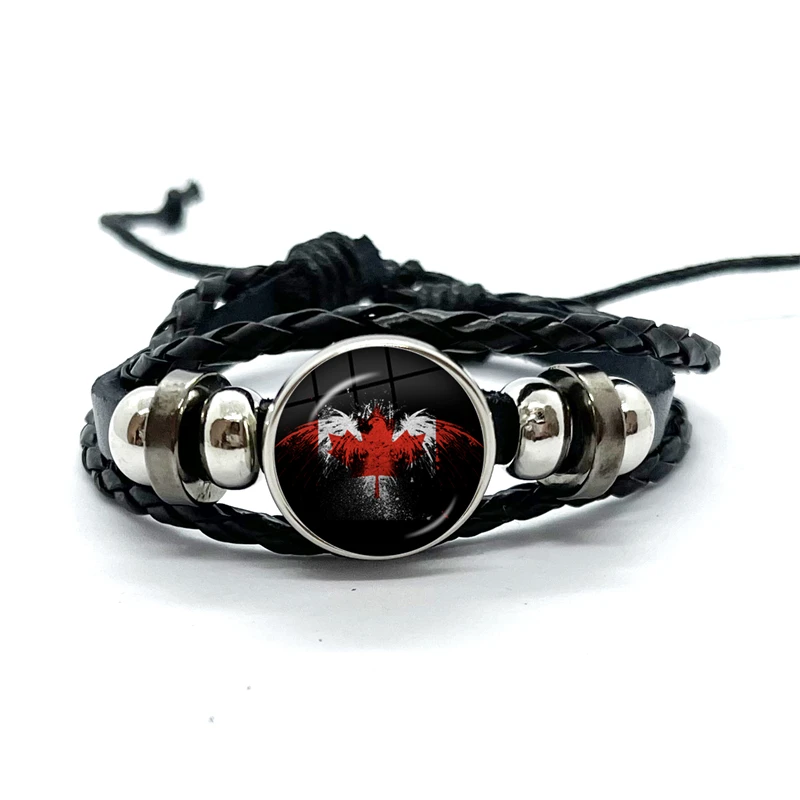 Canadian Flag Leather Bracelets Glass Dome Snap Button Bracelet & Bangles Fashion Women Men Jewelry