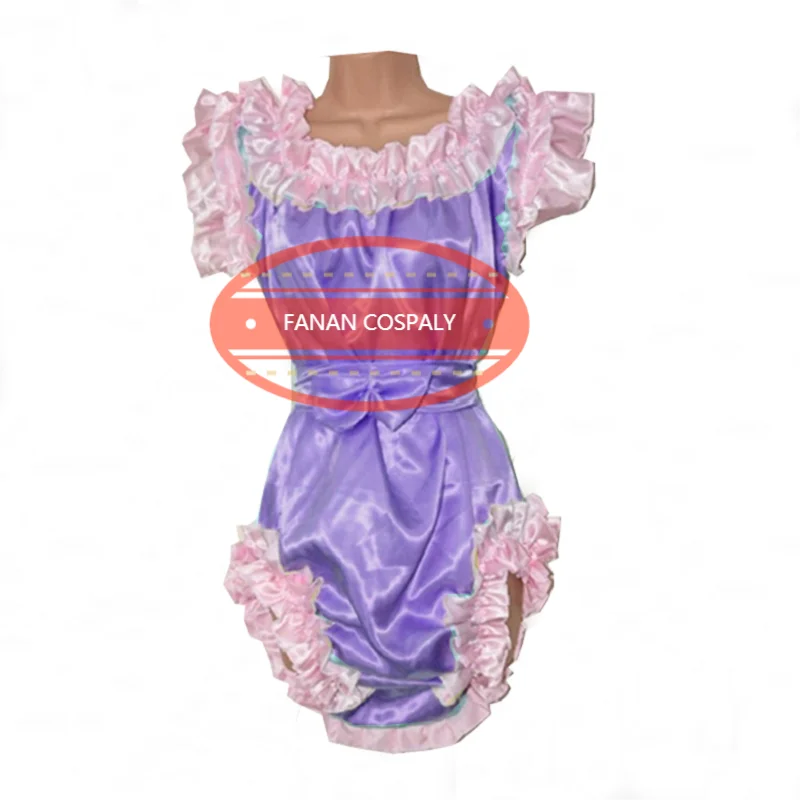 Adult Giant Baby Sexy Girl Rose Red Thin Satin Face Sissy Bodysuit Japanese maid Role Play Customized Multi Color