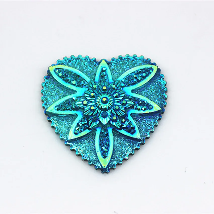 Cong Shao 30pcs 30mm AB Heart Resin Rhinestone Applique Flatback Stones And Crystals  For Crafts Garment DIY CS529