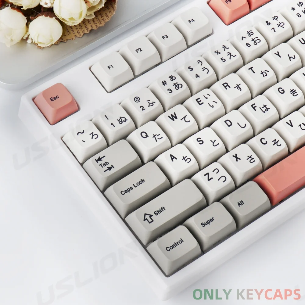 138Keys Retro Cherry Profile Keycaps For 61/64/68/84/75/87/96/104 Keys Mechanical Keyboard PBT DYE-SUB English Japanese Key Caps