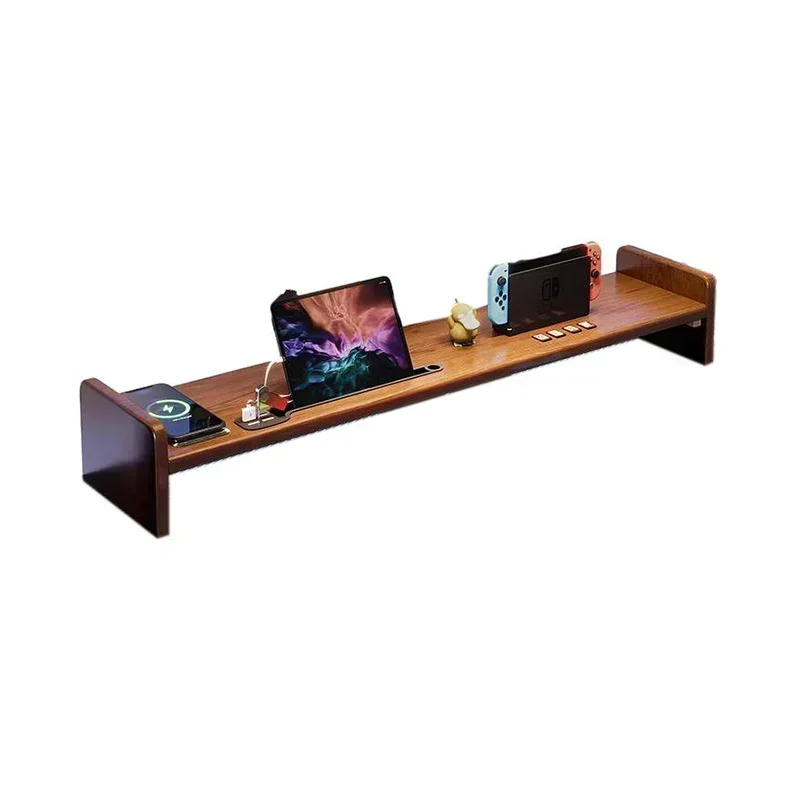 

Hot Walnut Color Computer Height Bracket USB Socket Esports Table Home Monitor Pine Base Desktop Wireless Charge Storage Rack