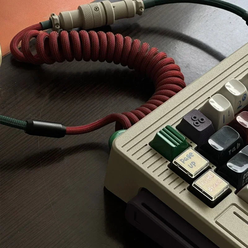 Спиральный кабель TypeC, механическая клавиатура, индивидуальная Ретро цветная схема, спиральный кабель, авиационный кабель, соединительная клавиатура, подарки ремесленников