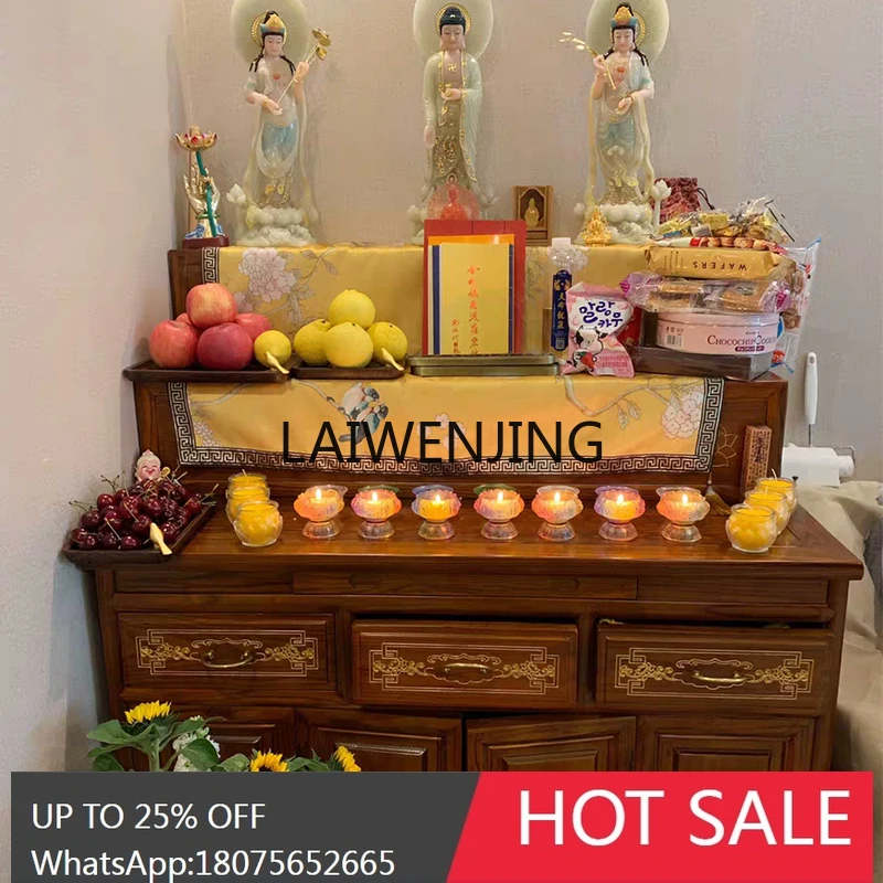 T16-solid wood table Tibetan furniture for Buddha three-layer shrine Buddha cabinet for table