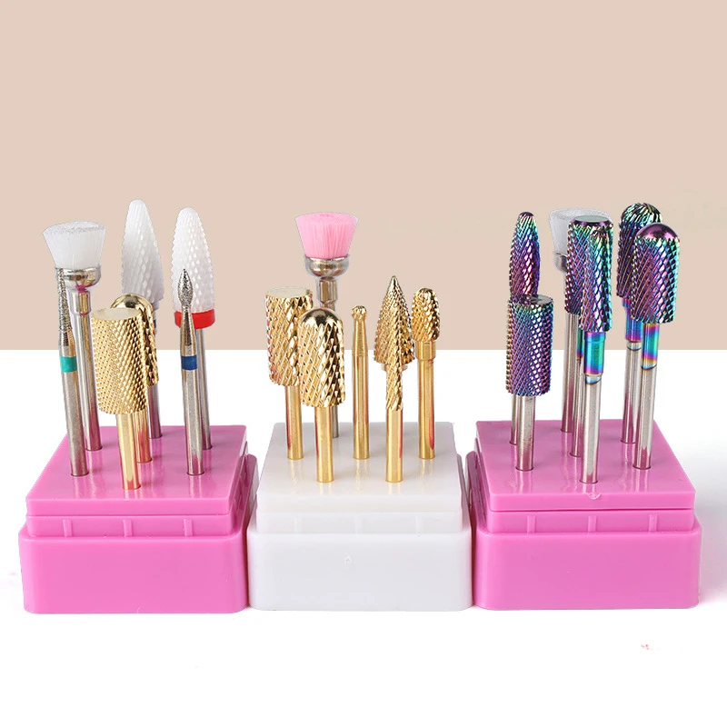 

7 шт., набор сверл для ногтей, гель-лак для ногтей, фреза для маникюра кутикулы, наборы для маникюра, инструменты с футляром