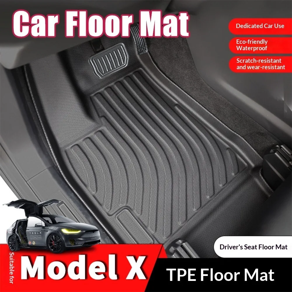 TPE Floor Mats For Tesla Model X 5/6/7 Seats Left Drive Trunk Mats Backrest Mats Waterproof Anti Slip Car Mats Custom Fit Set