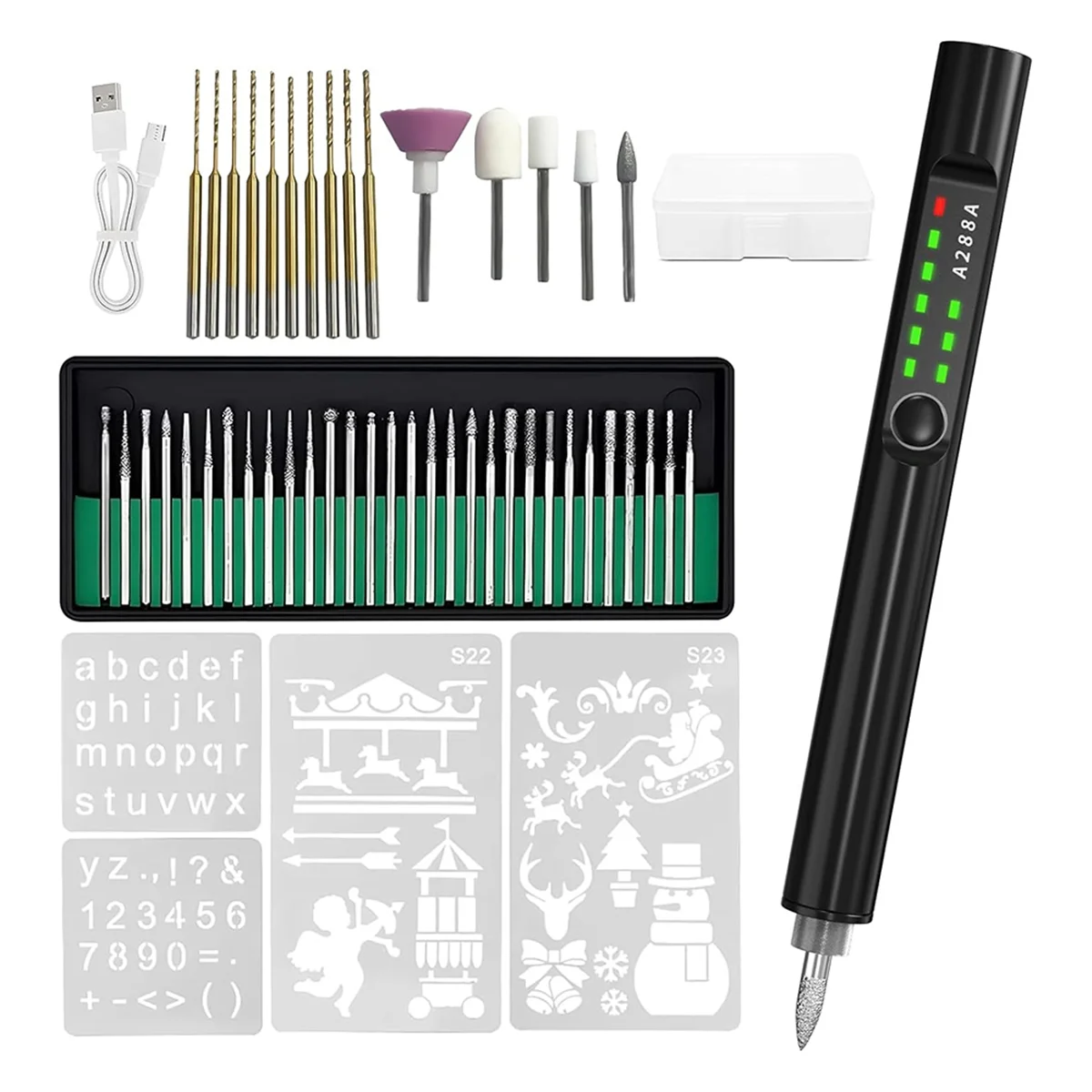 41Pcs Engraving Pen Set with LED Light,USB Rechargeable Cordless Engraving Machine,Engraving Tools for Artists and DIY