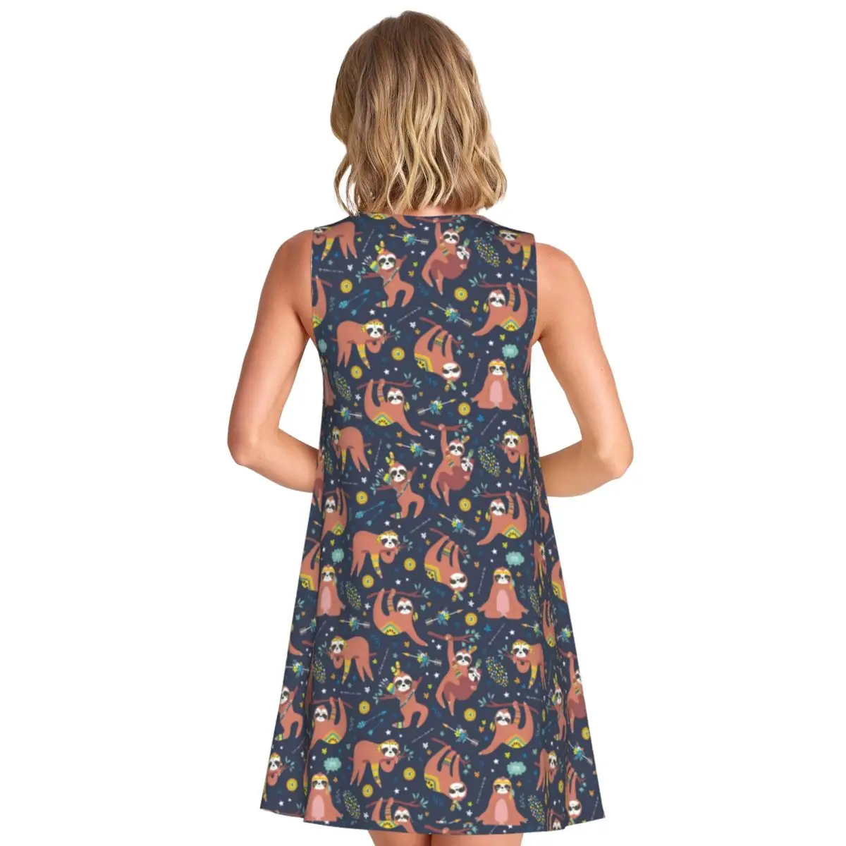 Animal Print Tank Dress Cute Sloth Street Wear Dresses Summer Printed Cute Dress Wholesale Sleeveless Clothing Big Size