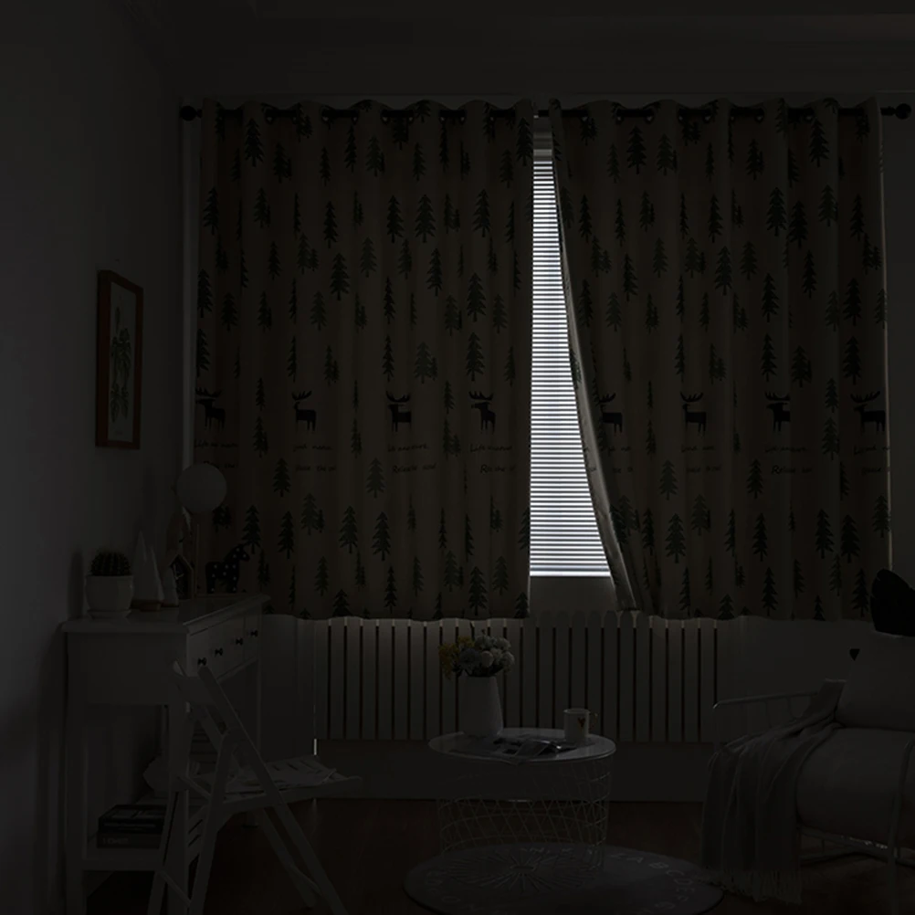 

Chic Elk Printing Curtain 100x200cm Light Green High Shading Effect Living Room Bedroom Office Decor Short Window Curtain