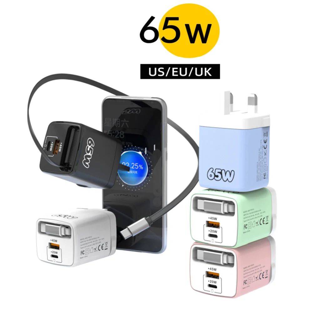 

Зарядное устройство USB 3 в 1 с быстрой зарядкой 3.0 и адаптером PD, с выдвижным кабелем Type-C для iPhone, Xiaomi, Samsung, Huawei
