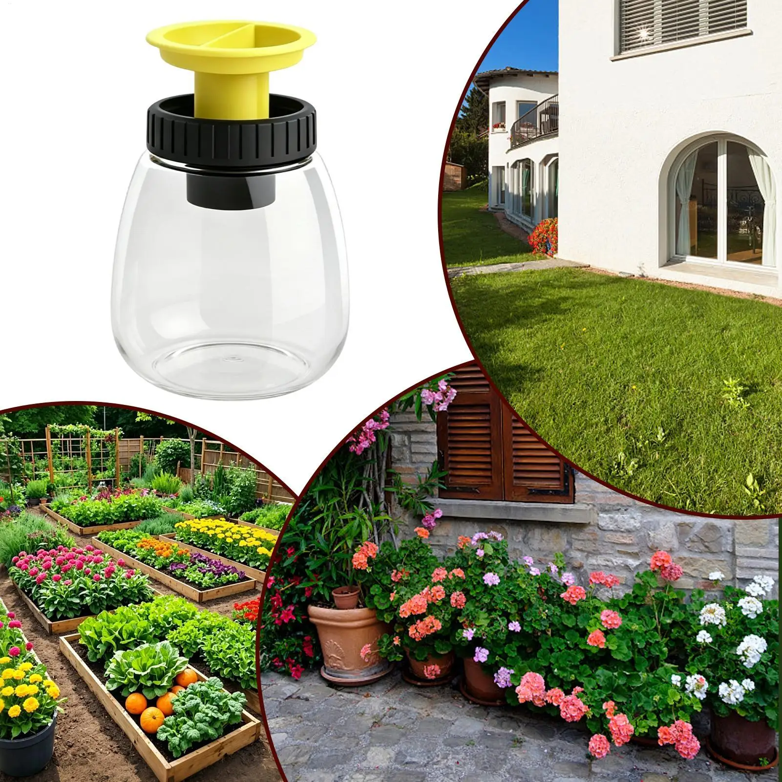 Fly Traps Outdoor No Bait Long Lasting Detachable Reusable Fly Trap Bottle For Balconies Outdoor Campsites Parks Farms Gardens