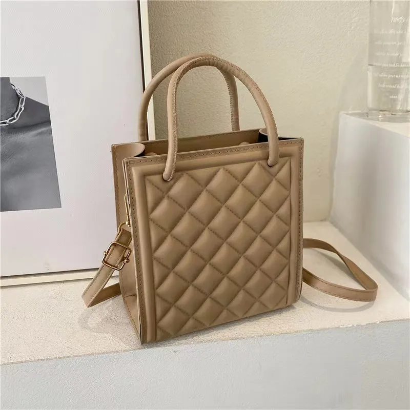 Minimalist Lingge Women's Handbag New Solid Color Fashion One Shoulder Crossbody Bag Square Bag