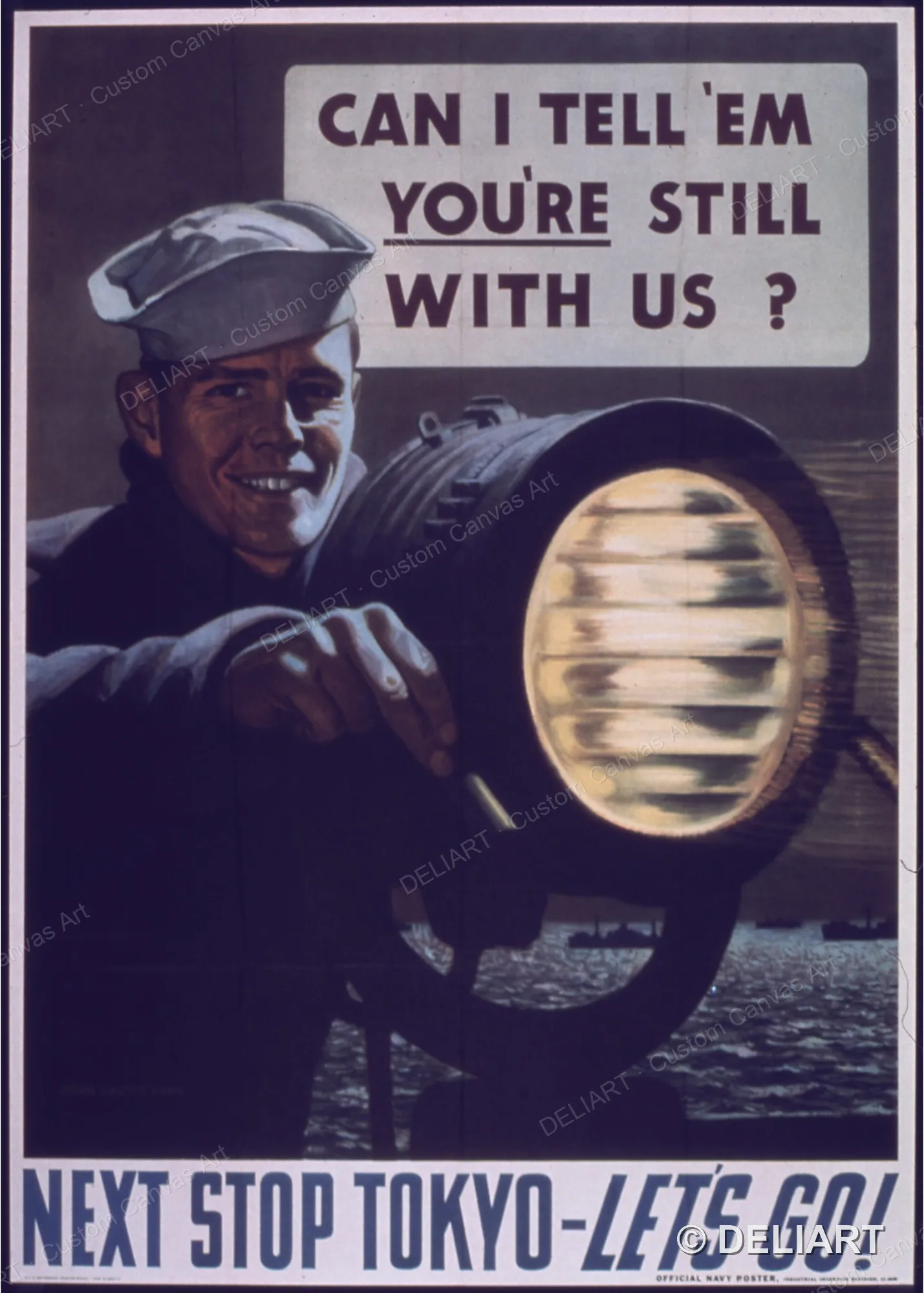 Next Stop Tokyo-Let's Go Vintage WWII Propaganda Canvas Wall Art Poster Print Retro Home Decor Unframed
