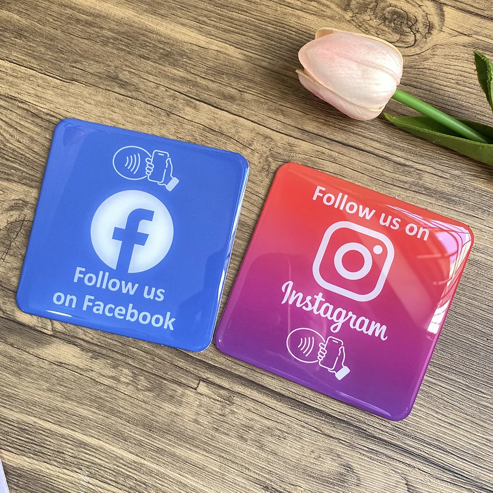 Imagem -03 - Epoxy Square Nfc Contact Card para Social Media Assinar para Instagram Facebook Instagram Rápido Rápido 393