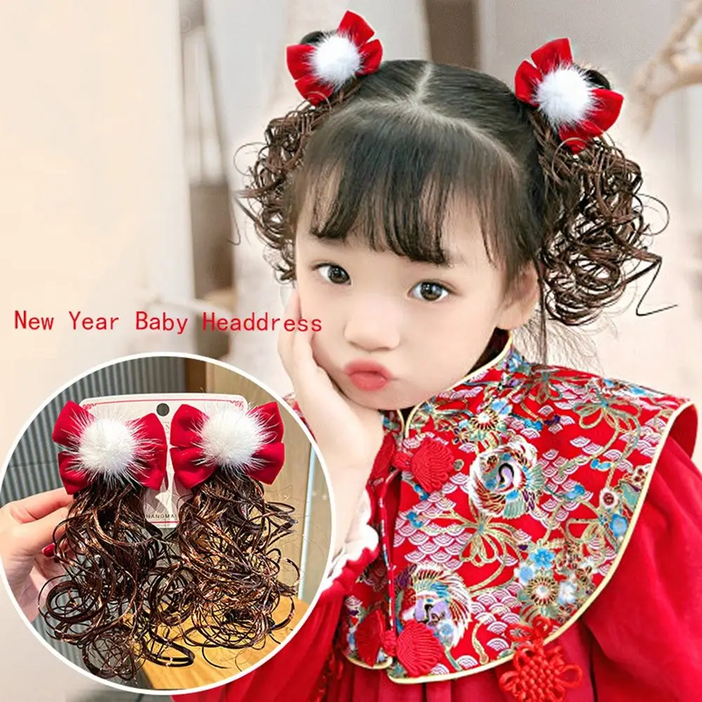 

Holiday Decoration Pearl Girl Hair Accessories Velvet Bow Hairclip Child Hair Accessories New Year Headdress Baby Wig Hairpin