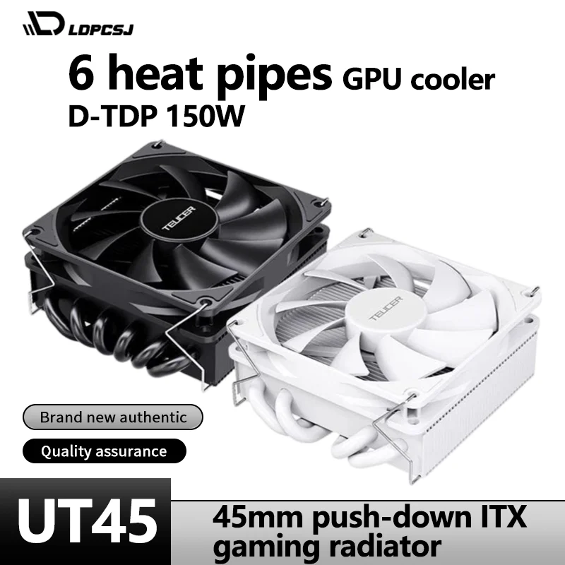 45mm Ultra Thin TEUCER UT45 CPU Air Cooler For ITX Compact Chassis Built-in UT12015 FDB Bearing Quiet Fan Multi-platform Support AMD AM4 AM5 Intel LGA1200 1700 2011 X99 High Efficiency Heat Dissipation Processor Radiator For Mini Desktop Gaming PC Build