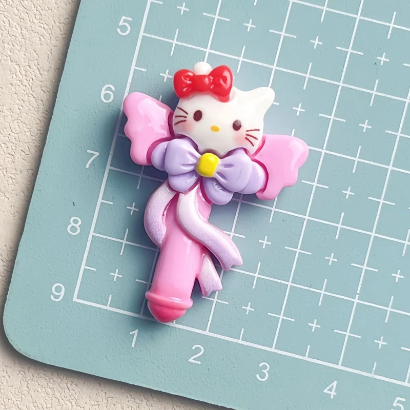 6Pcs New Kawaii large size Cartoon fairy Magic wand animal Kitten Resin Flat Back Scrapbook DIY Bow Decor Accessories Crafts A27