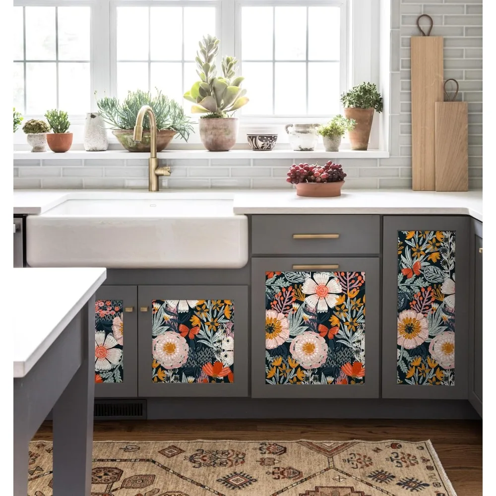 ورق جدران بوهيمي قابل للإزالة لغرفة النوم - ورق اتصال مزخرف قابل للتقشير واللصق باللون الوردي الداكن مقاس 17.3 بوصة × 32.8 قدم