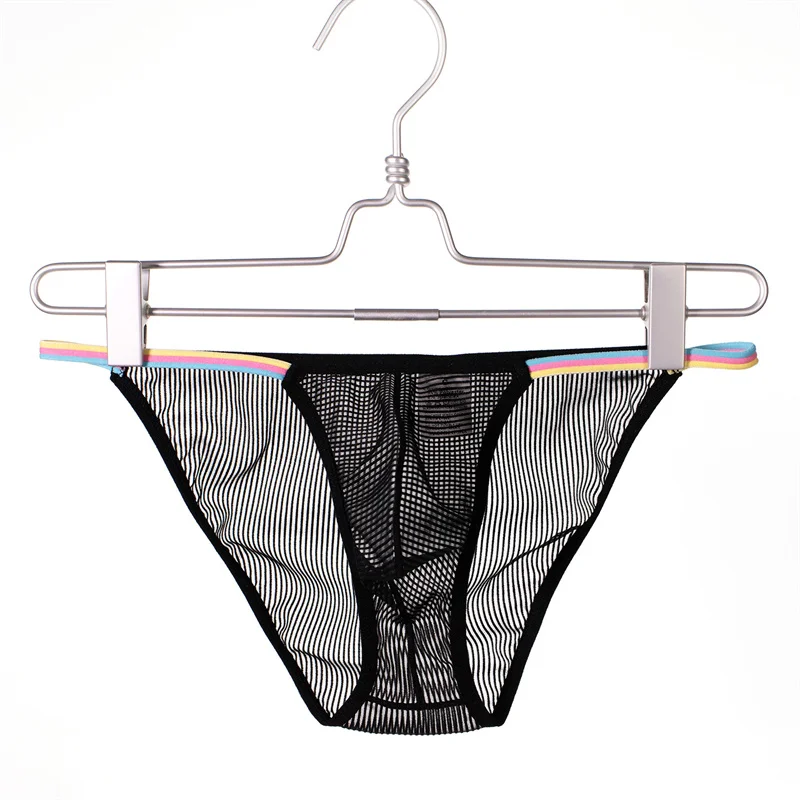 Men's Sexy Briefs Pouch Underwear Perspective Low Waist Sexy Transparent Breathable Underpants Tangas Sexis De Hombre