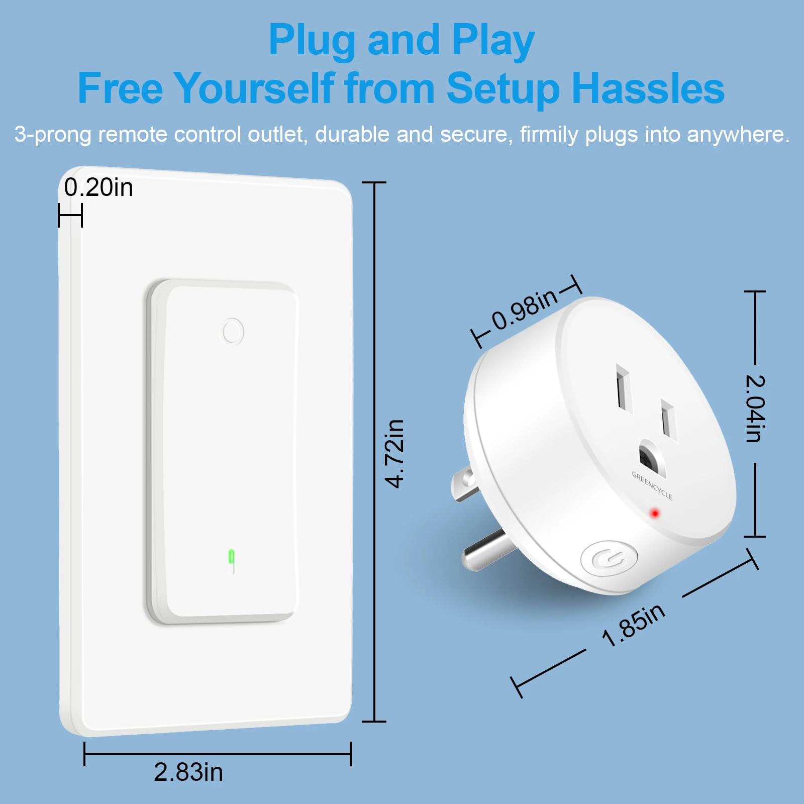 Wireless Remote Control Outlet Plug Kit 15A/1500W 500ft RF Range, No Wiring, On Off Power Switch, Wireless Light Switch for Household Appliances