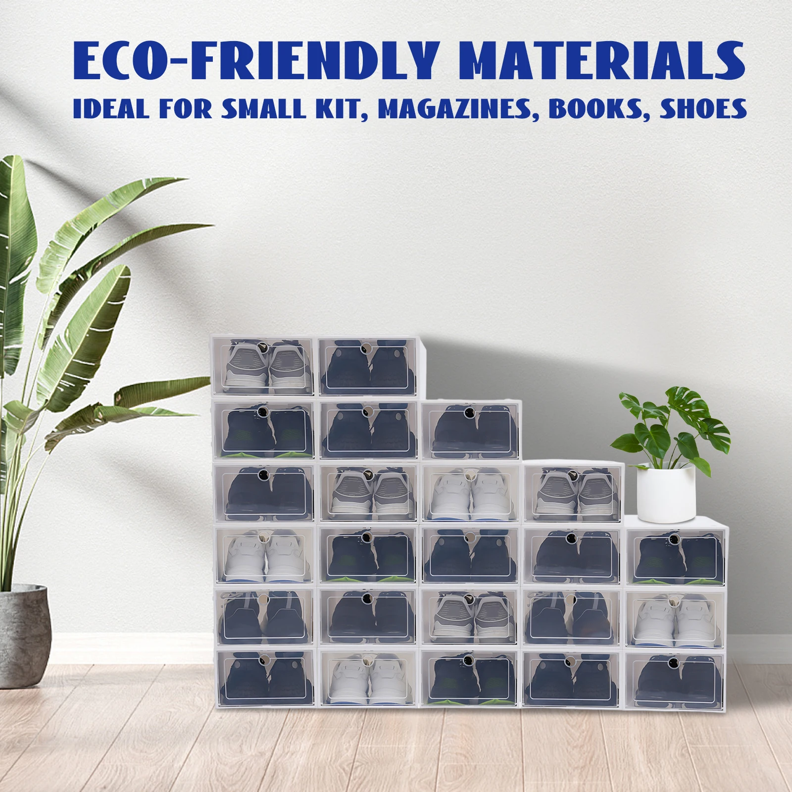 

Clear Plastic 24-Piece Shoe Storage Box, Stackable Organizer for Shoes Display and Organization