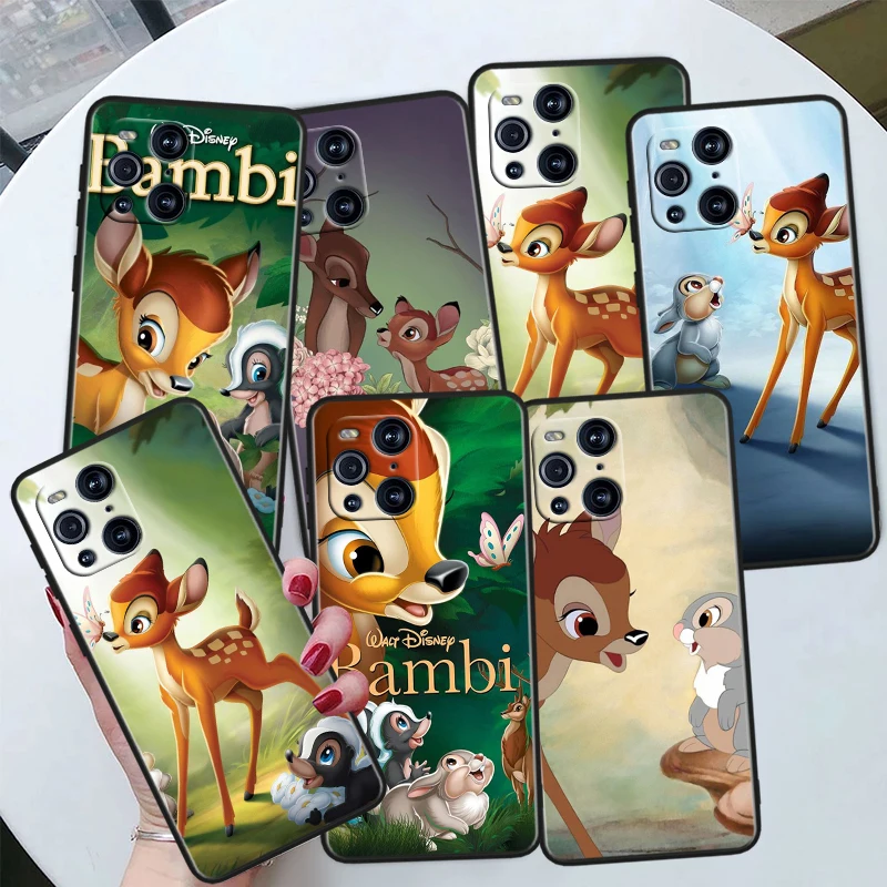 

Disney Bambi Cool For OPPO Find X6 X5 X3 X2 F21S F21 Pro Lite Neo Black Silicone Fundas Soft Cover Capa Phone Case