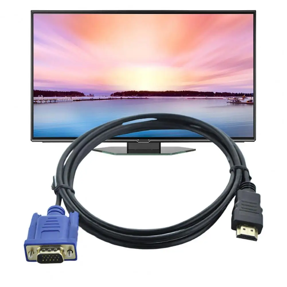 Video Adapter Cable Anti-interference Professional Video Cable High-speed HDMI-compatible Male to VGA Male Video Cord