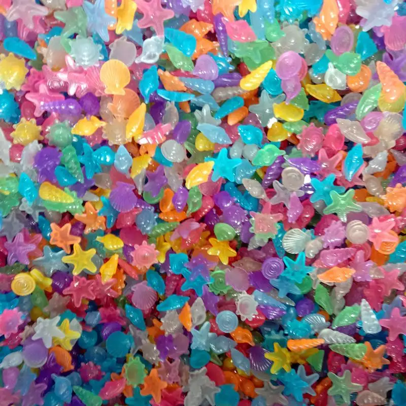 50pcs Glow In The Dark Cute Sea Shell Starfish Shaped Decor Luminous Stones For Aquarium Landscape Garden Ornaments Crafts