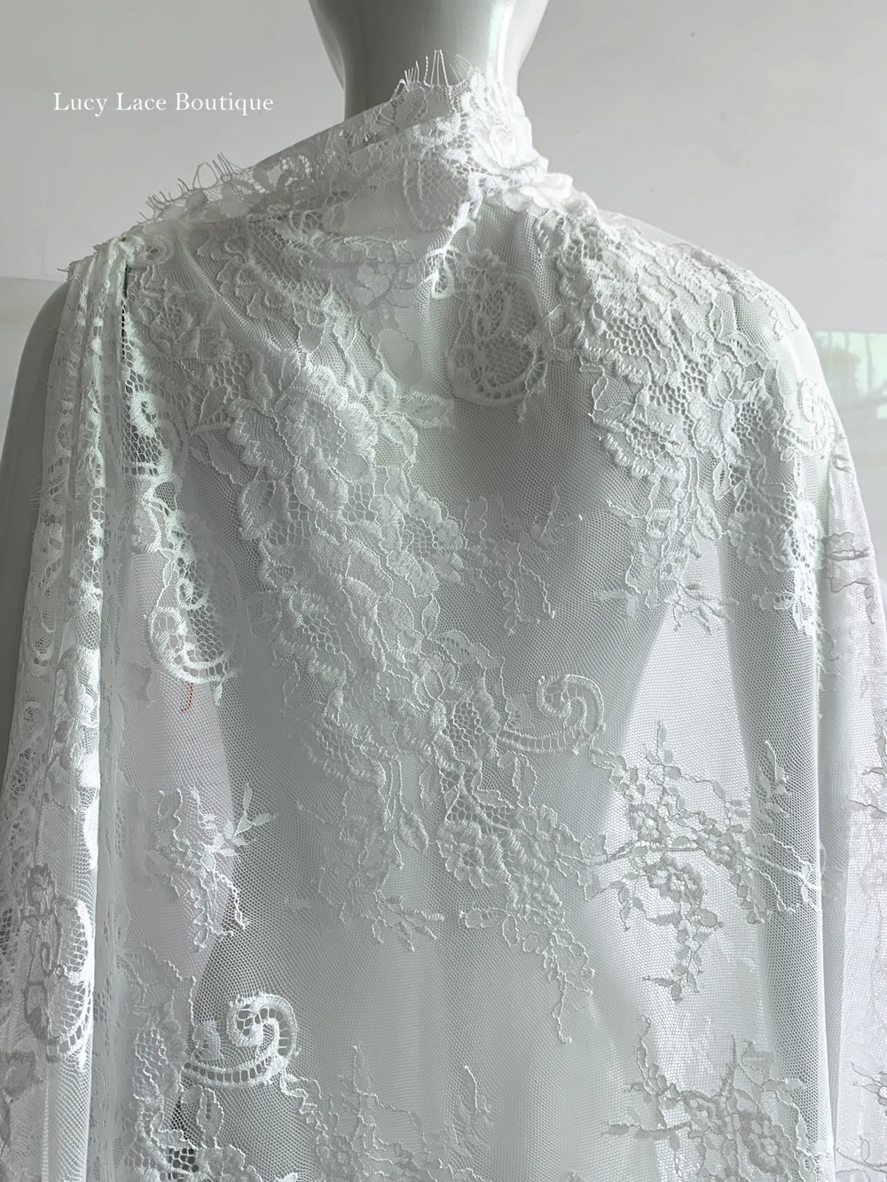 3 Meters Long Soft Lace Fabric Florals Elegant Lace Material for Clothing Dress Sewing DIY Width 150CM