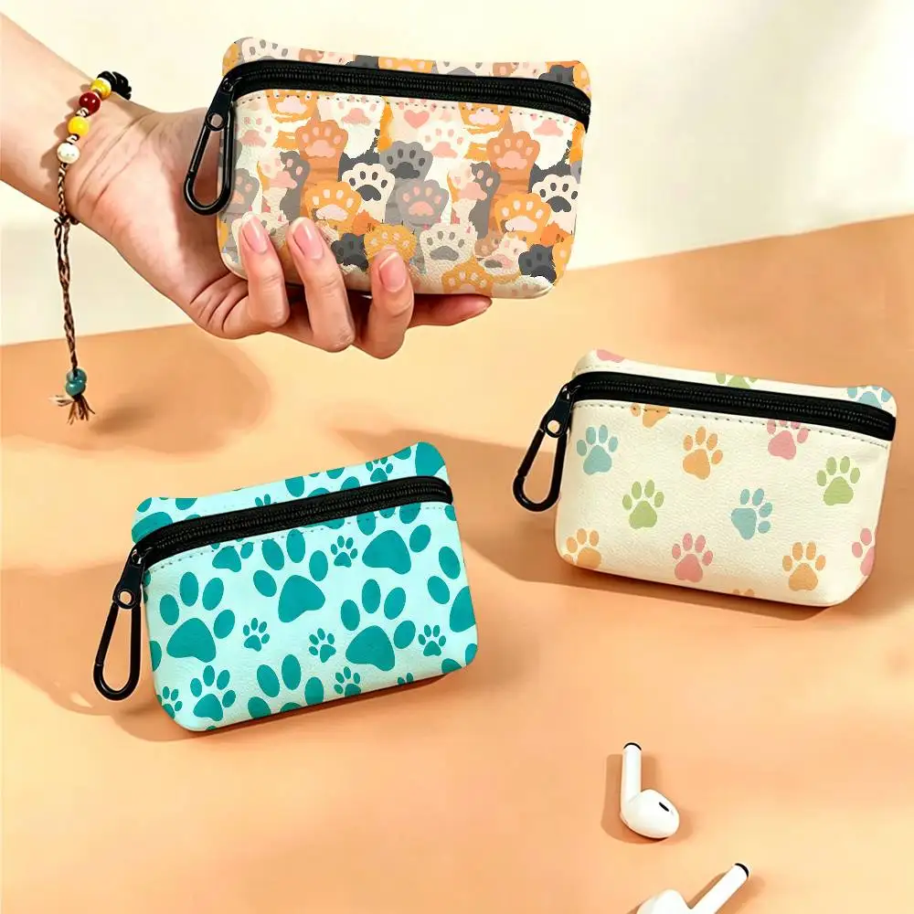Lovely PET Personalized Paw Oxford Cloth Zipper Wallet Multifunctional Hanging Coin Bag For Credit Cards Keys Coins Earbuds