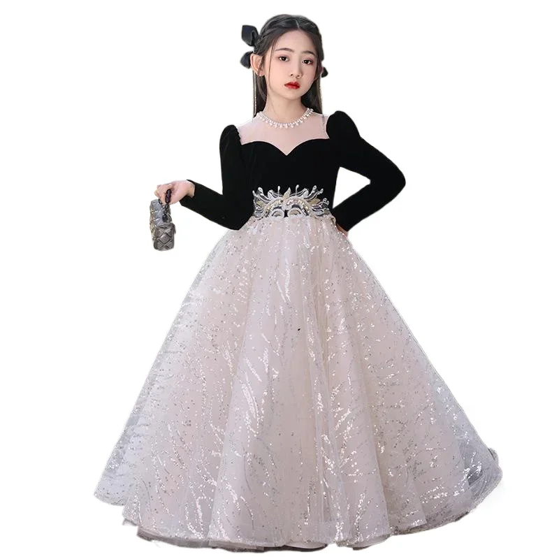 Hepburn Stil Mädchen Abendkleid neue Frühlings mädchen Geburtstag Prinzessin Kleid Host Violine Kostüm