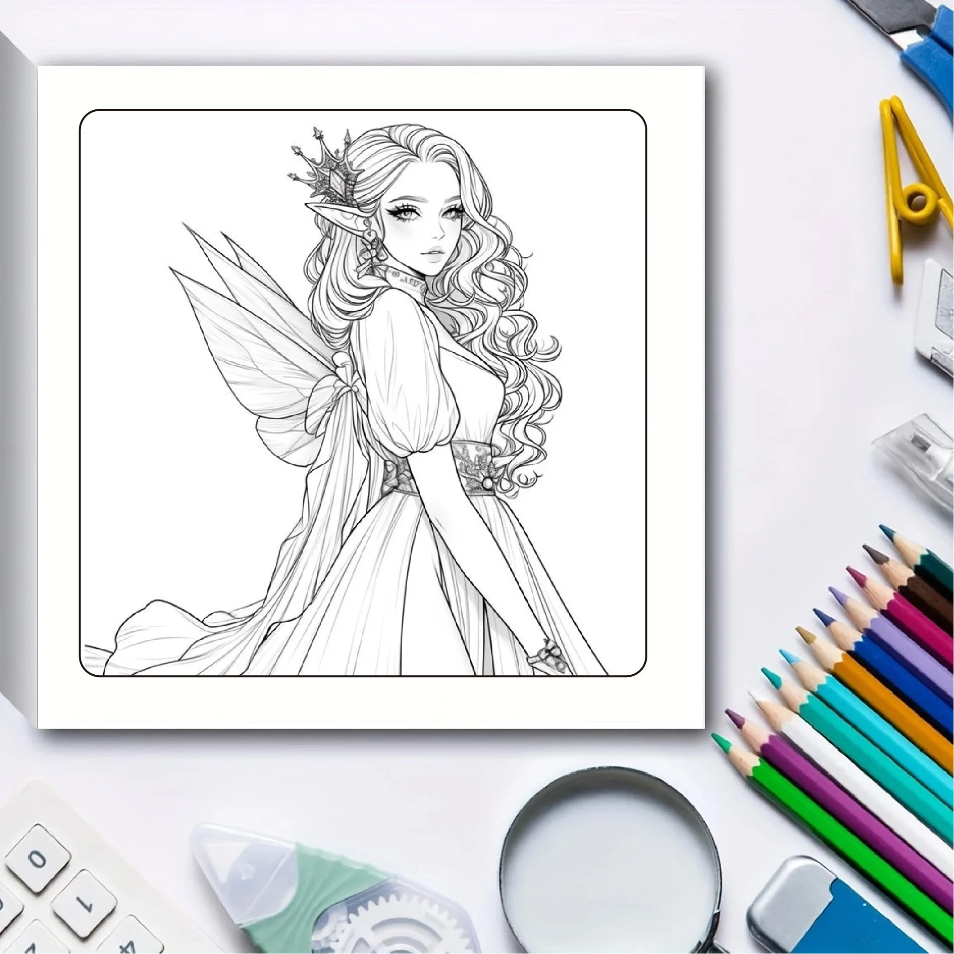 Bview Art Butterfly Fairy Watercolor Elf Wings Coloring Book: Adult Doodle Watercolor Creativity