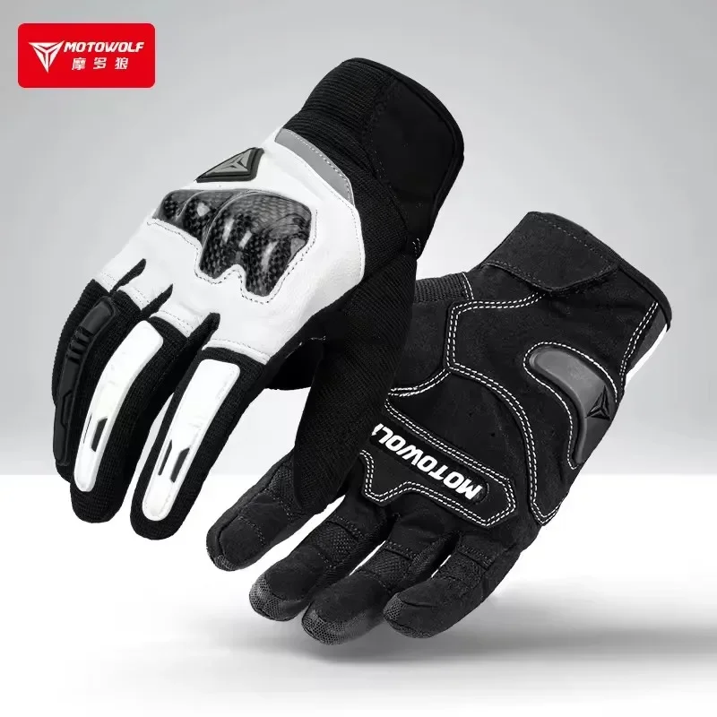 MOTOWOLF полнопальцевые гоночные перчатки для мотоцикла, всесезонные велосипедные перчатки для езды на мотоцикле