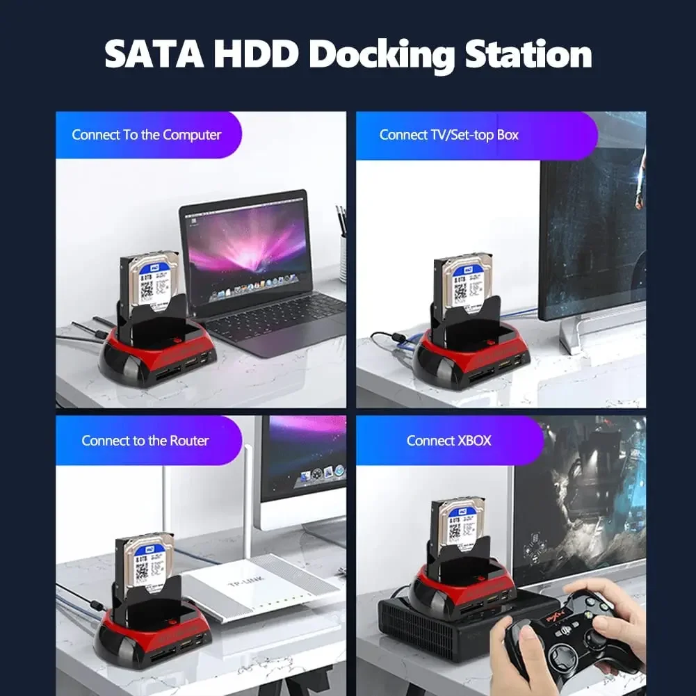 USB To Sata IDE HDD With Card Reader USB Hard Disk Driver Docking Station External Enclosure Hd Externo SSD to USB BOX