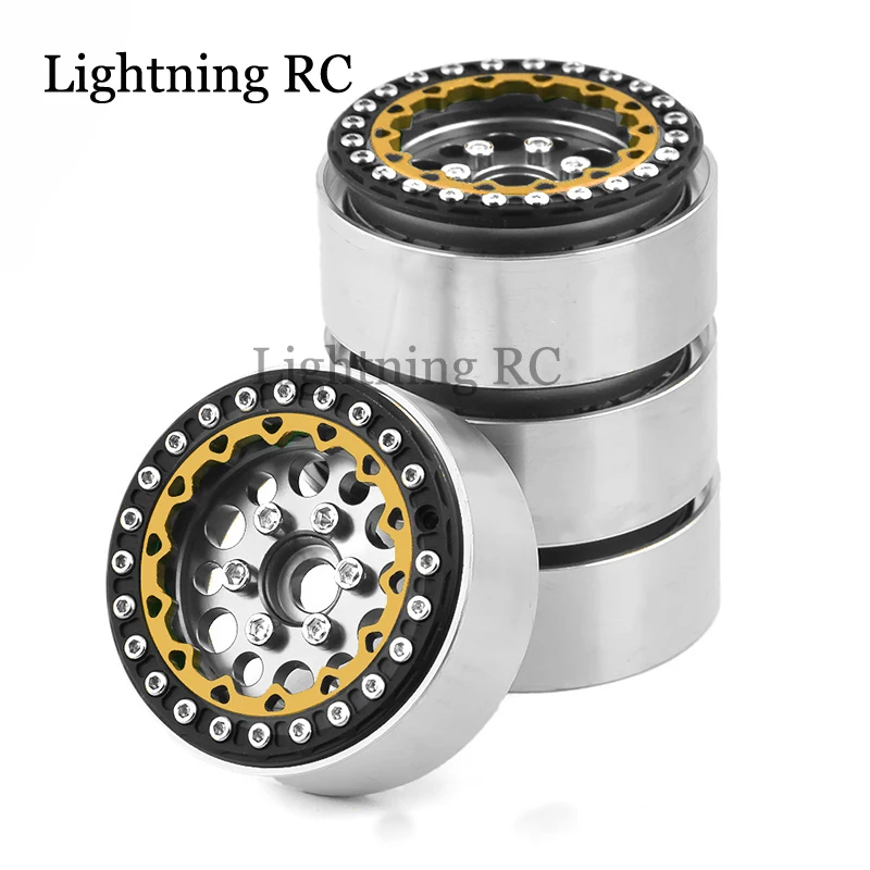 

4PCS 1/10 RC Rock Crawler Aluminum 1.9 Beadlock Wheel Rims for Axial SCX10 RR10 Wraith