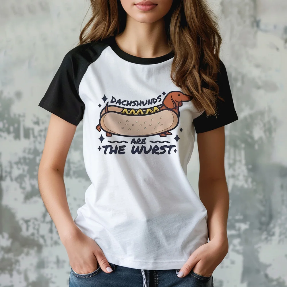 

Sausage Dog top women designer comic Y2K t-shirts female funny graphic streetwear clothing