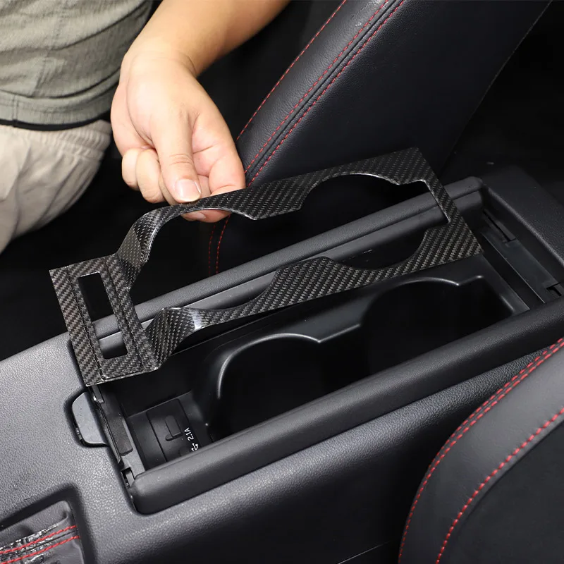 For Toyota 86 For Subaru BRZ 2022 Real Carbon Fiber Car Center Control Water Cup Slot Panel Trim Frame Sticker Car Accessories