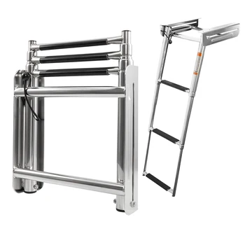 3-staps roestvrijstalen telescopische ladder Baffle Boat Boarding Ladder Marine Boarding Ladder voor speedboot Marine Accessoires