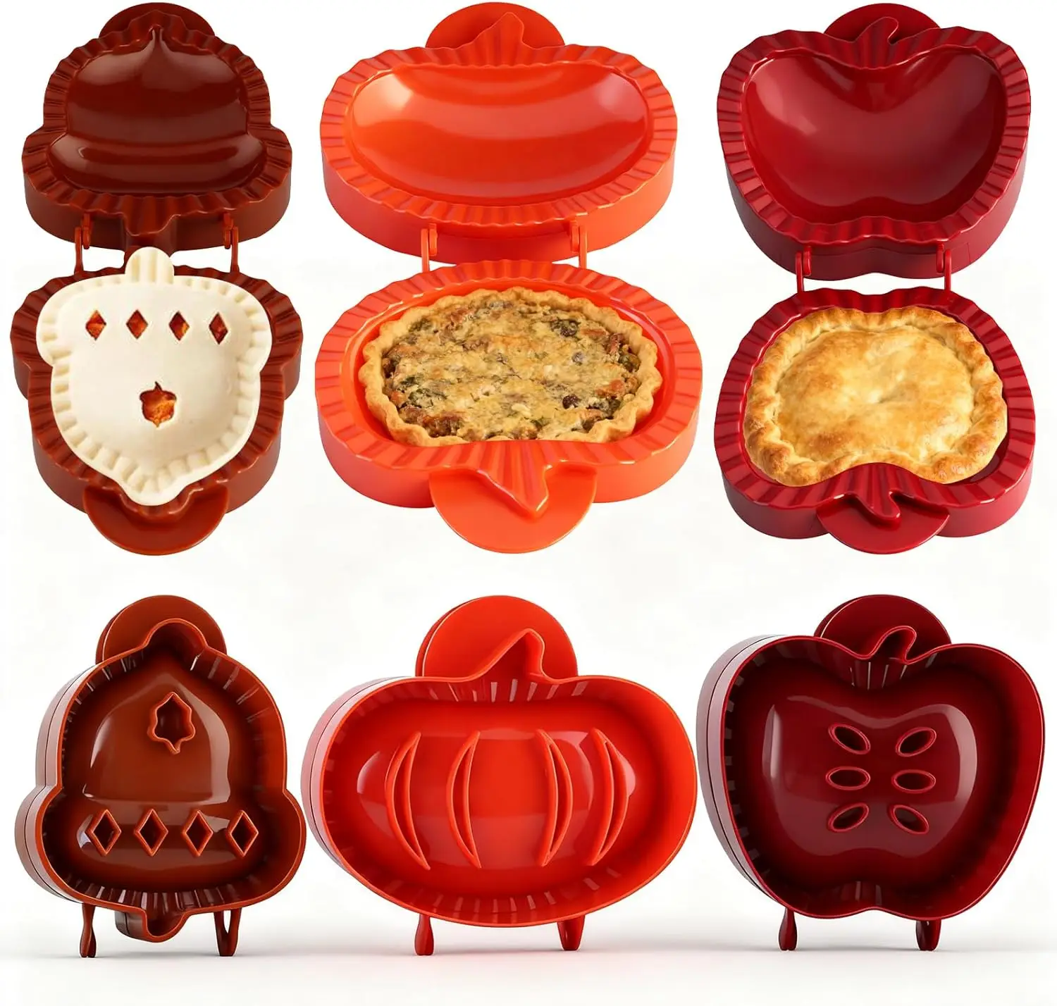 

3 Pieces Mini Molds Set,Hand Molds Dough Presser with Apple Pumpkin and Acorn Cutters Shapes Mini Pocket