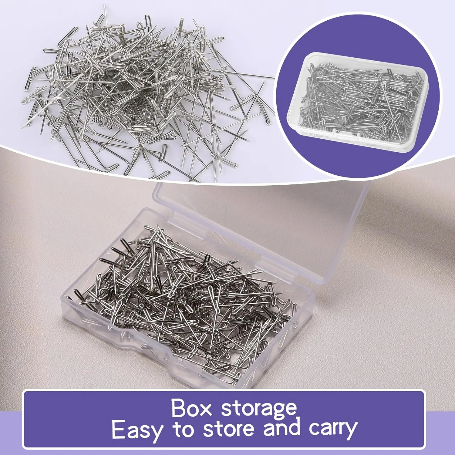 MIUSIE 120 قطعة T دبابيس الخياطة للشعر المستعار حجب الحياكة وصنع الشعر المستعار ودبابيس الرأس المصنوعة من الفولاذ المقاوم للصدأ للخياطة #5