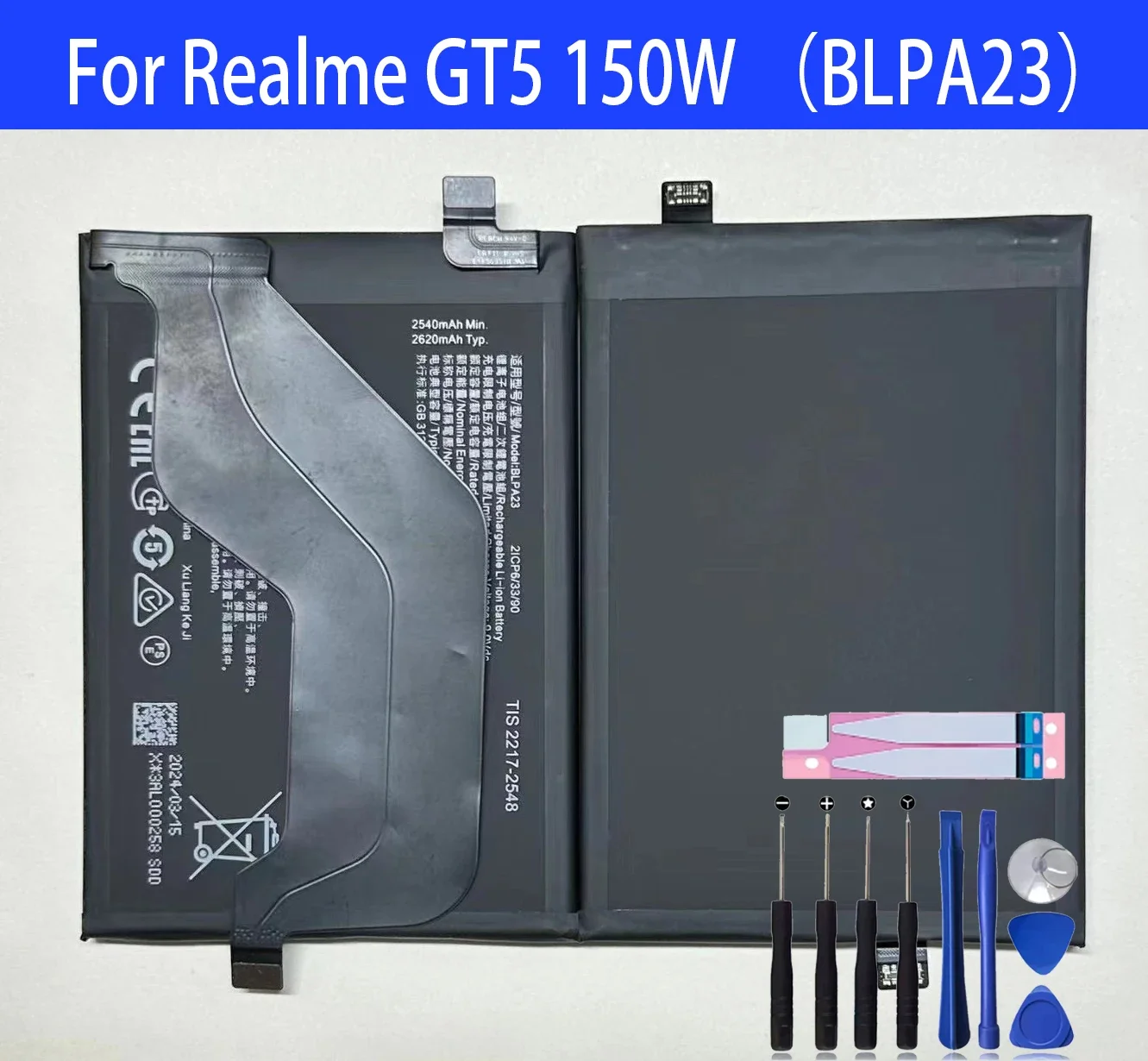 

100% New Original Replacement Battery BLPA23 For Realme GT5 150W Phone Battery+Tools