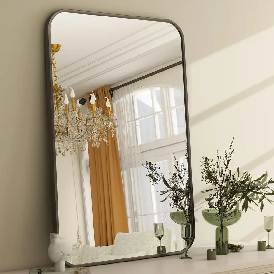 

x 36 Inch Bathroom Mirror, Rounded Rectangular Vanity Mirror for Wall, Modern Mirror for Room Decor, Black Framed WallMounted Mi